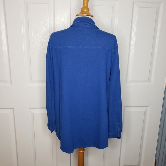 Soft Surroundings Sydney Shirt Tunic Top XL Buttondown Waffle Knit Mixed Media - Picture 8 of 11